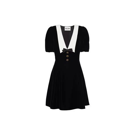 miu miu black velvet dress|Black Velvet minidress .